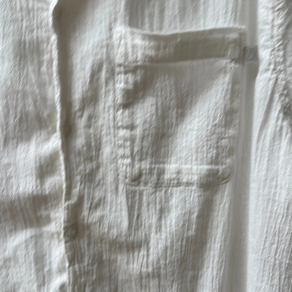 Standard Cloth White Casual Button Down Shirt with Textured Fabric - Picture 4 of 14